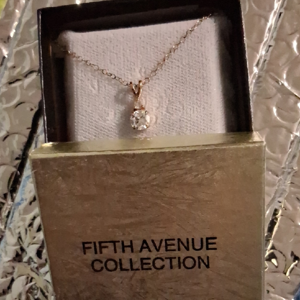 Fifth Avenue Collection Gold Necklace with Crystal Pendant